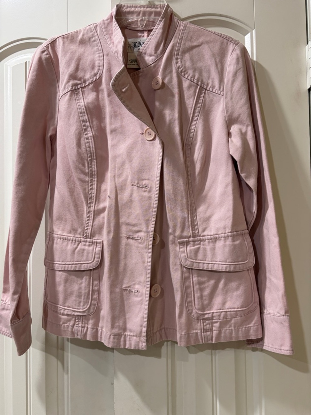 Live a Little Light Pink Button-Front Cotton Jacket